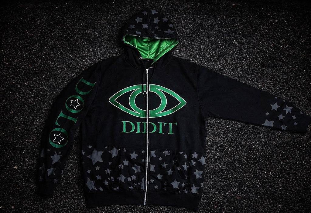“👁️ DID IT” satin hood zip up jacket