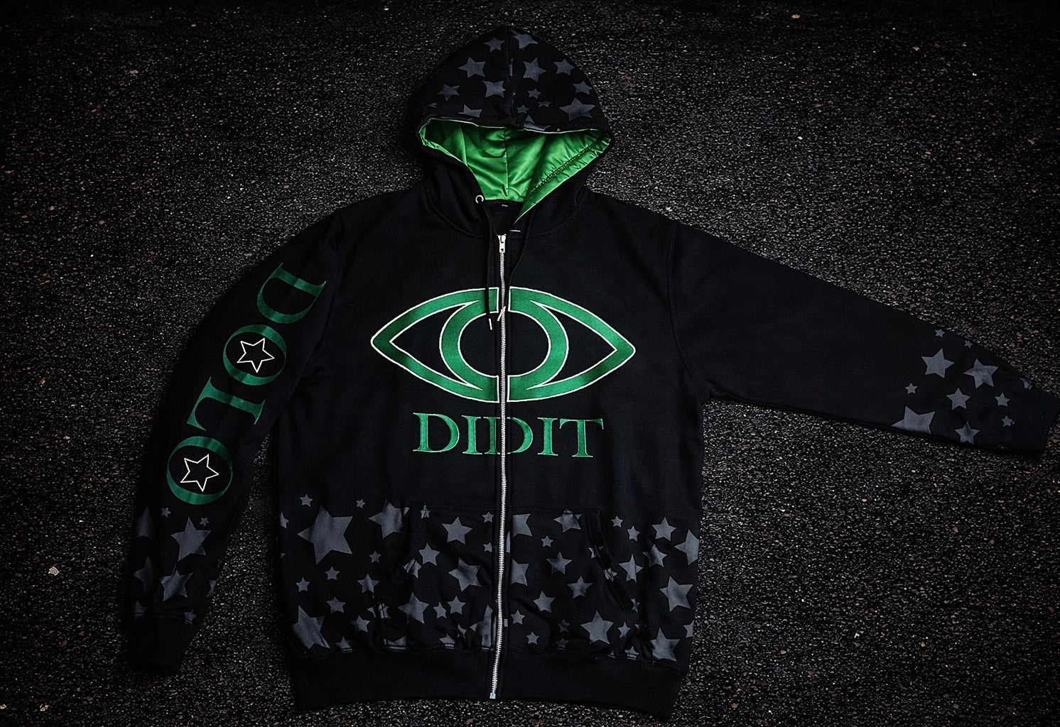 “👁️ DID IT” satin hood zip up jacket